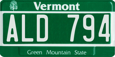 VT license plate ALD794
