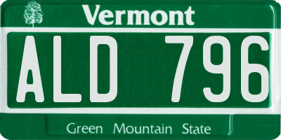 VT license plate ALD796