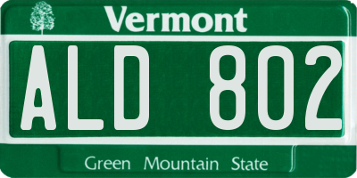 VT license plate ALD802