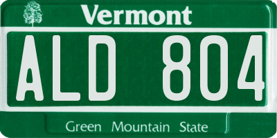 VT license plate ALD804