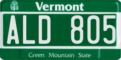 VT license plate ALD805