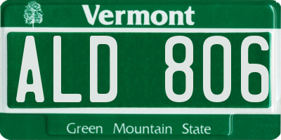 VT license plate ALD806