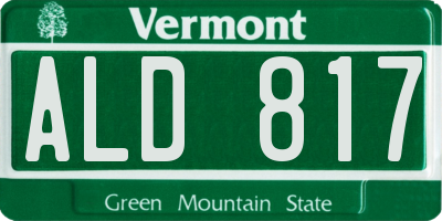 VT license plate ALD817