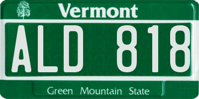 VT license plate ALD818