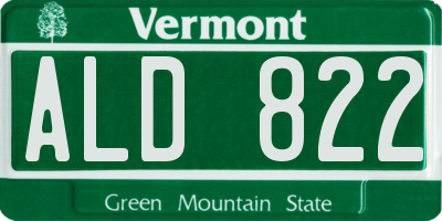 VT license plate ALD822