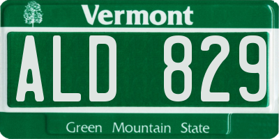 VT license plate ALD829