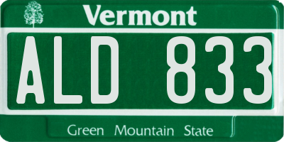 VT license plate ALD833