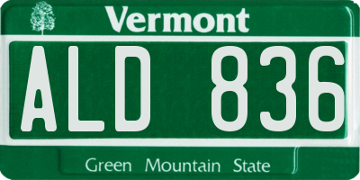 VT license plate ALD836