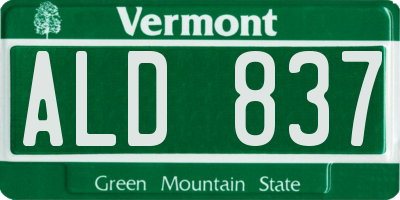 VT license plate ALD837