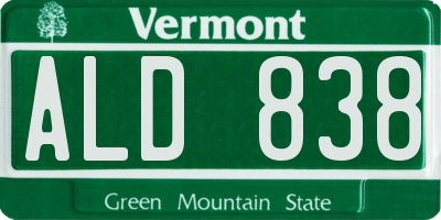 VT license plate ALD838