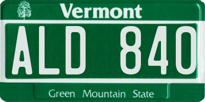 VT license plate ALD840