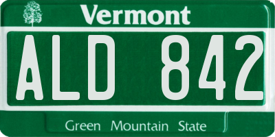 VT license plate ALD842