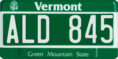 VT license plate ALD845