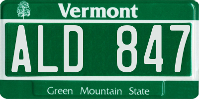 VT license plate ALD847