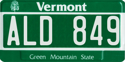 VT license plate ALD849