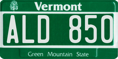 VT license plate ALD850