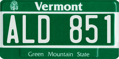 VT license plate ALD851