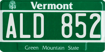 VT license plate ALD852