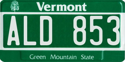 VT license plate ALD853