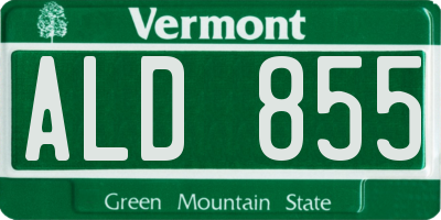 VT license plate ALD855