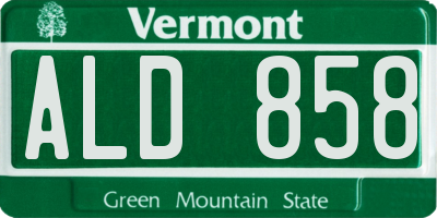 VT license plate ALD858