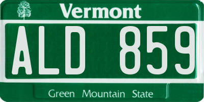VT license plate ALD859