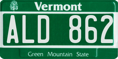 VT license plate ALD862