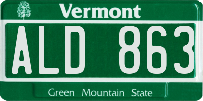VT license plate ALD863
