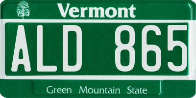 VT license plate ALD865