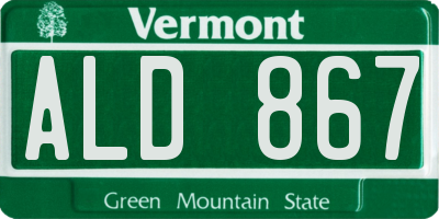 VT license plate ALD867