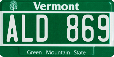 VT license plate ALD869