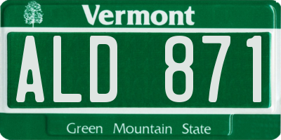 VT license plate ALD871