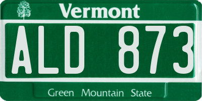 VT license plate ALD873