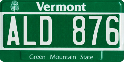 VT license plate ALD876