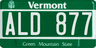 VT license plate ALD877