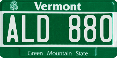 VT license plate ALD880