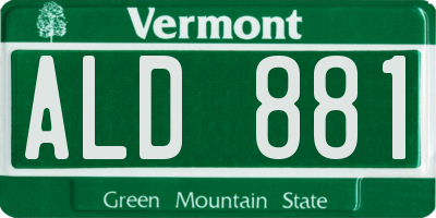 VT license plate ALD881