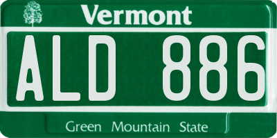 VT license plate ALD886