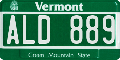 VT license plate ALD889