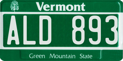 VT license plate ALD893