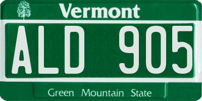 VT license plate ALD905
