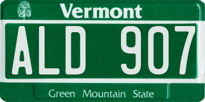 VT license plate ALD907