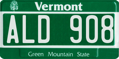 VT license plate ALD908