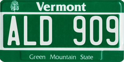 VT license plate ALD909
