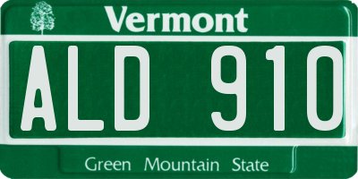 VT license plate ALD910
