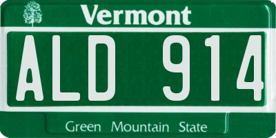 VT license plate ALD914