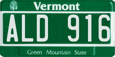 VT license plate ALD916