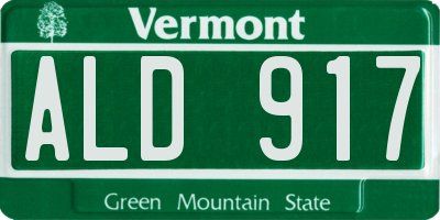 VT license plate ALD917