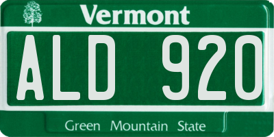 VT license plate ALD920