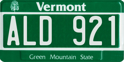 VT license plate ALD921